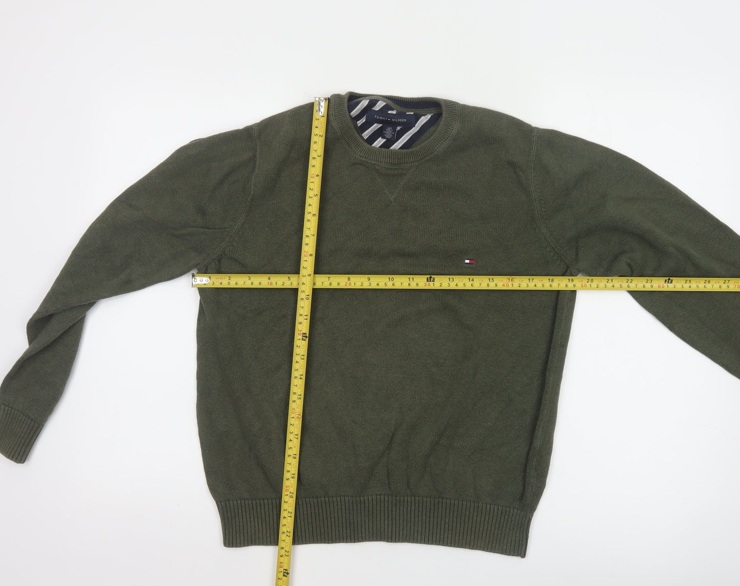 Tommy Hilfiger Women Green Cotton Crew Neck Jumper Size S