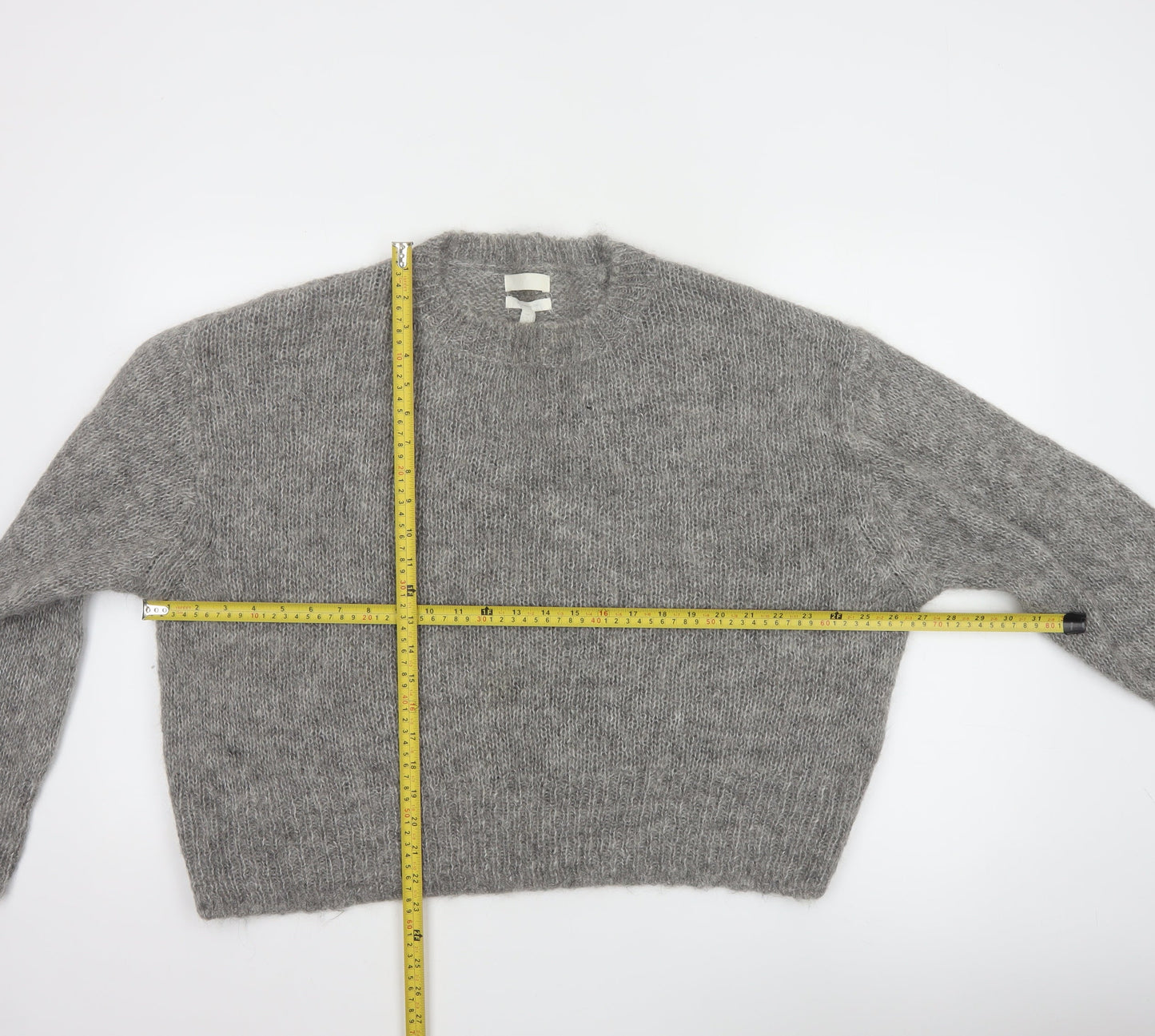 H&M Womens Grey Wool Alpaca Blend Chunky Knit Jumper L