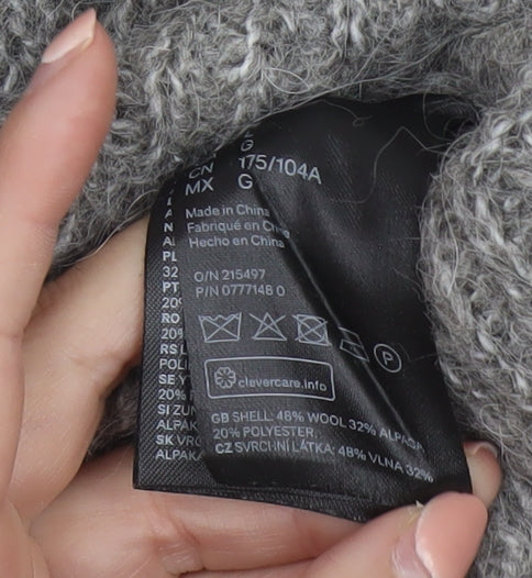 H&M Womens Grey Wool Alpaca Blend Chunky Knit Jumper L