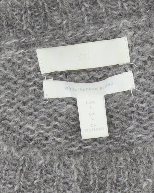 H&M Womens Grey Wool Alpaca Blend Chunky Knit Jumper L