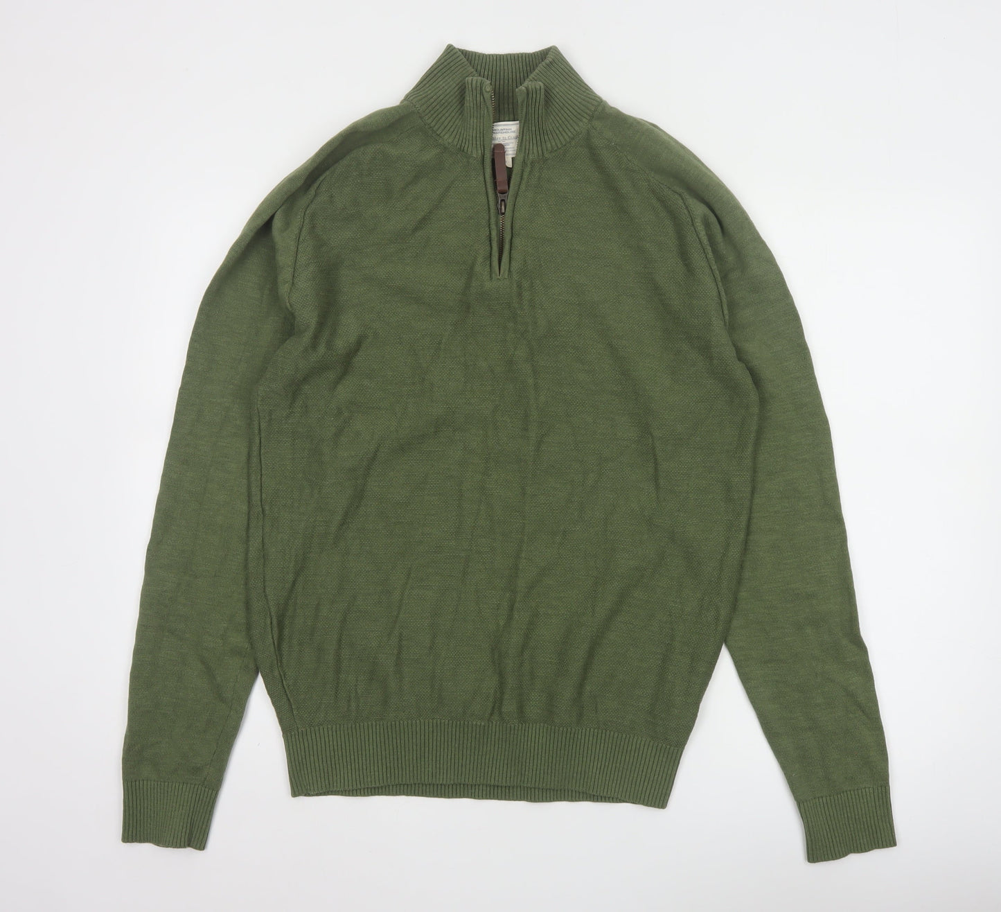 Mountain Warehouse Men’s Green Cotton 1/2 Zip Jumper L
