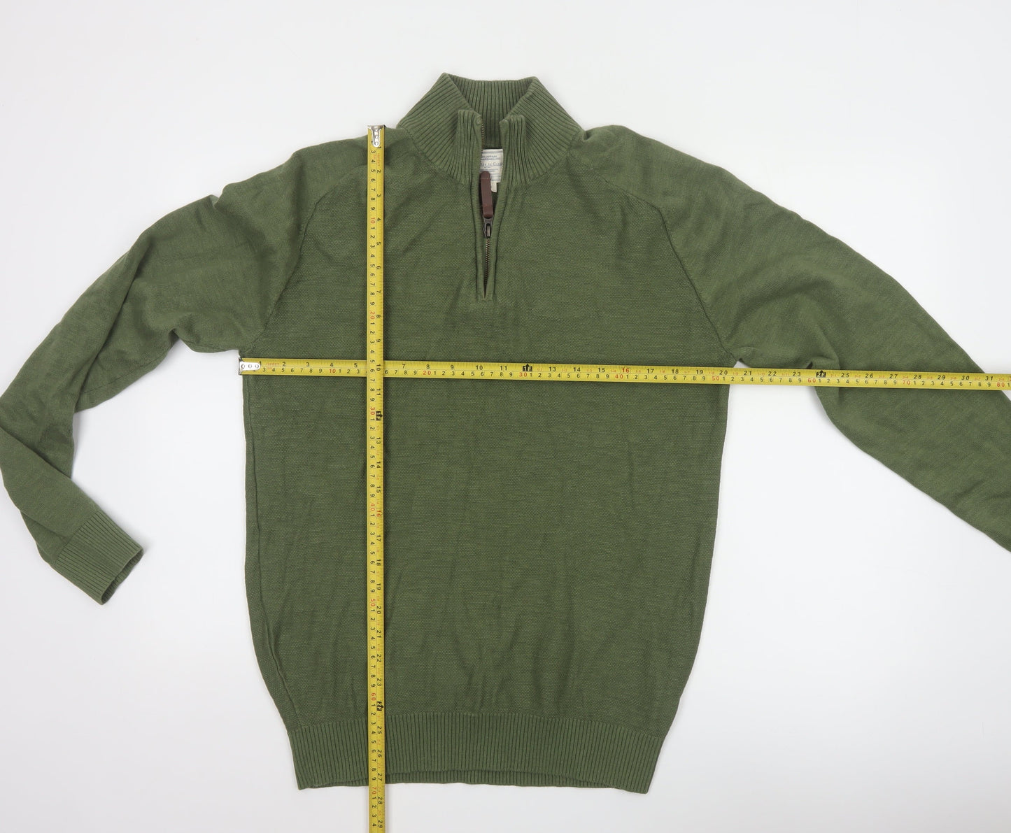 Mountain Warehouse Men’s Green Cotton 1/2 Zip Jumper L