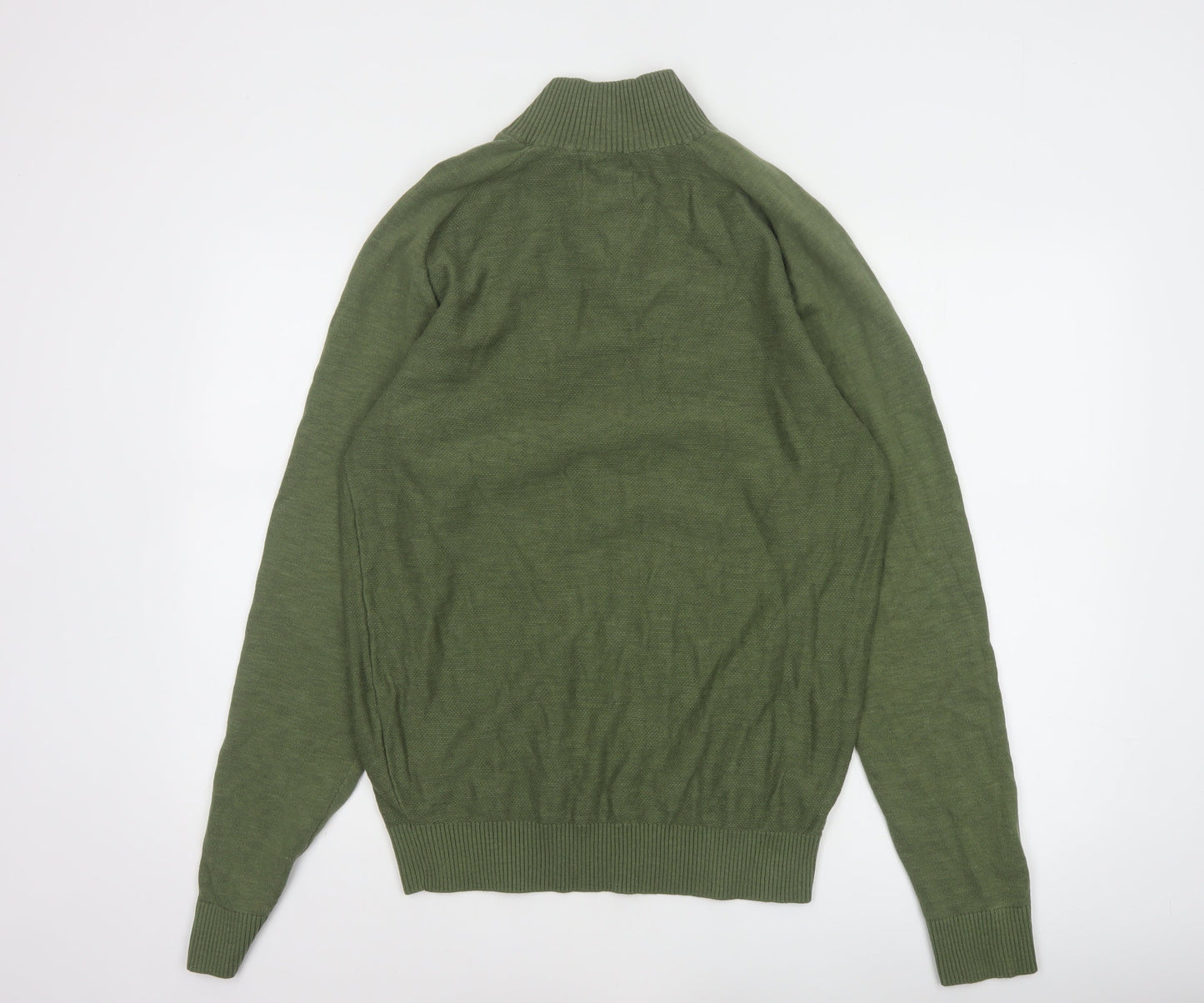Mountain Warehouse Men’s Green Cotton 1/2 Zip Jumper L