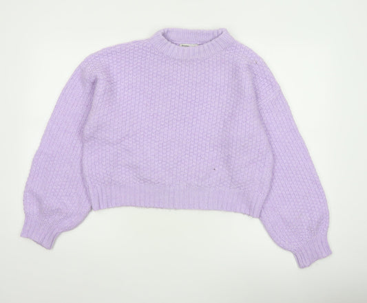 Stradivarius Women’s Purple Chunky Knit Mock Neck Jumper Size 12