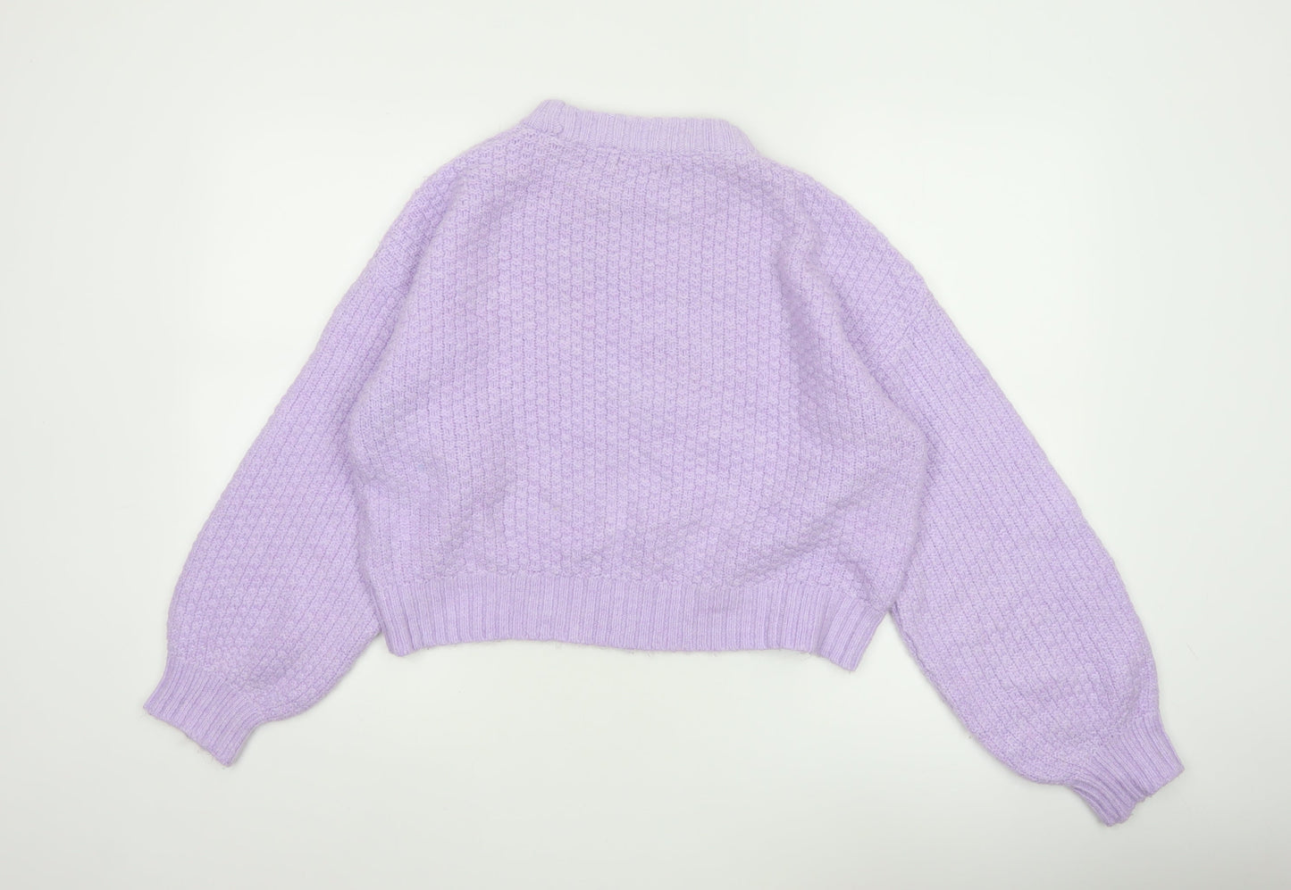 Stradivarius Women’s Purple Chunky Knit Mock Neck Jumper Size 12
