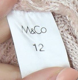 M&Co Women Pink Size 12 Crew Neck Striped Knit Jumper