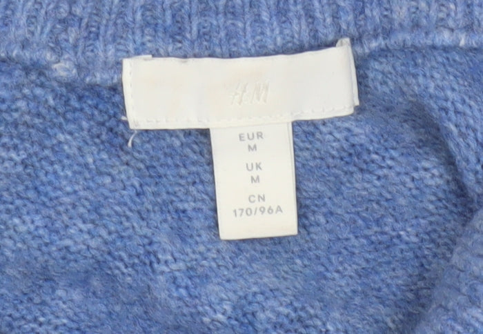 H&M Women Blue Wool Blend Boat Neck Jumper Size M
