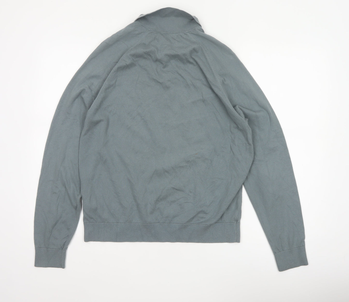 Marks and Spencer Mens Grey Collared Henley Jumper Size M