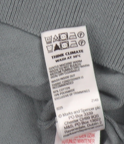 Marks and Spencer Mens Grey Collared Henley Jumper Size M