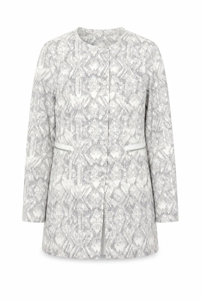 Apanage Collection Women’s Grey Geometric Button Coat Size 14