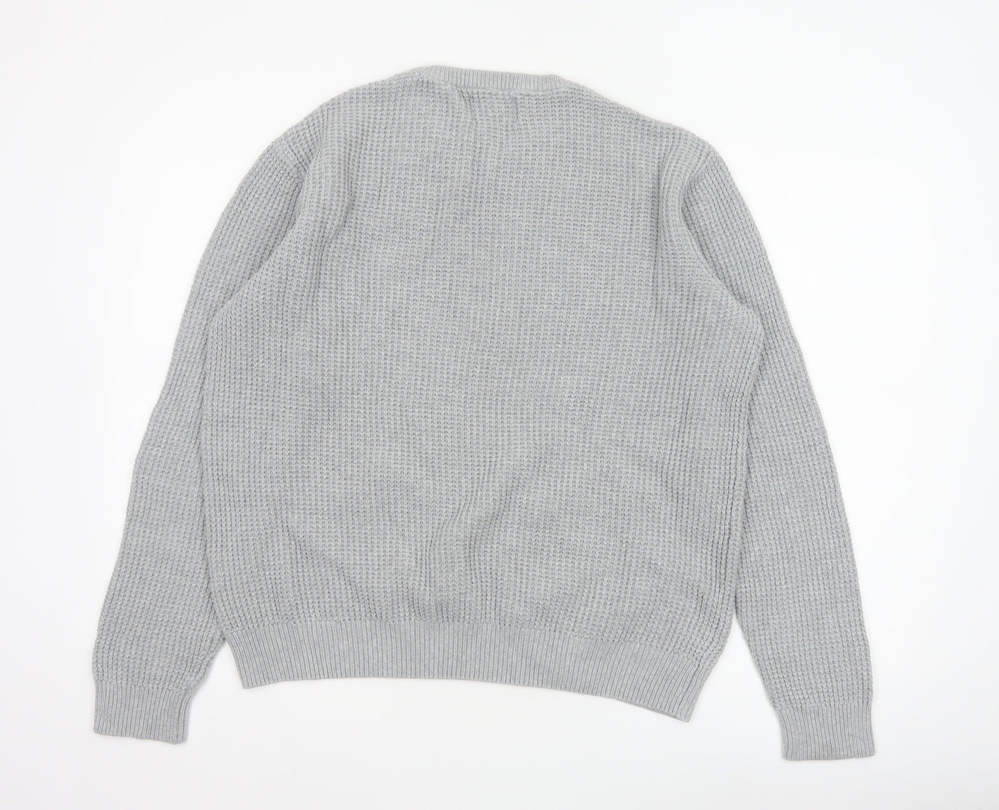 Mantaray Men's Grey Cotton Waffle-Knit Crew Neck Jumper M