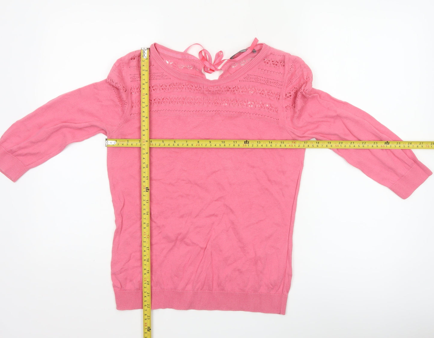 Marks and Spencer Women’s Pink Knit 3/4 Sleeve Pullover Jumper Size 12