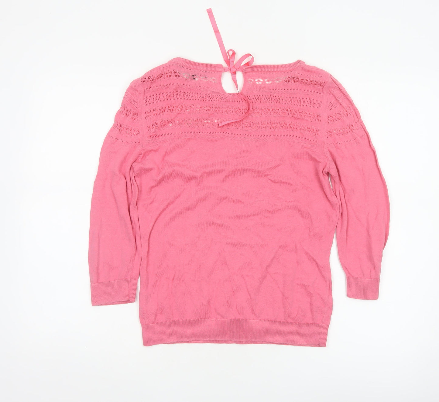 Marks and Spencer Women’s Pink Knit 3/4 Sleeve Pullover Jumper Size 12