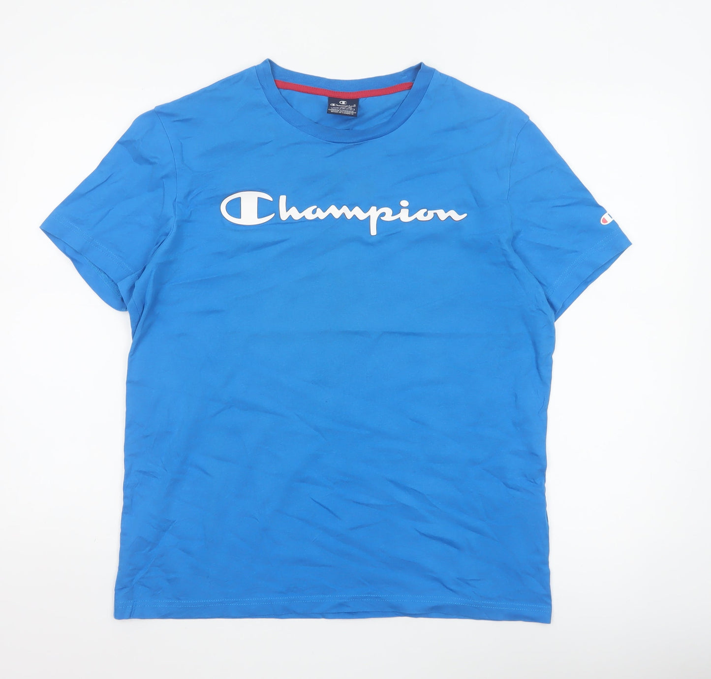 Champion Men's Blue Crew Neck Short Sleeve Cotton T-Shirt M