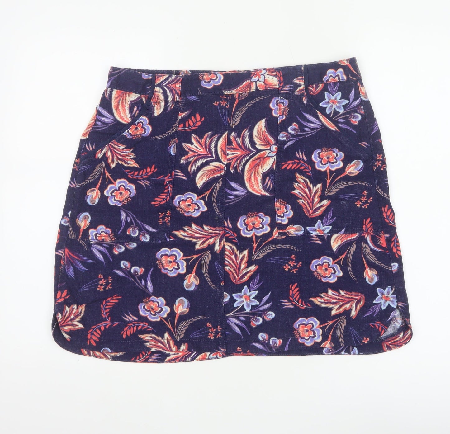 Next Women’s Multicoloured Floral A-Line Linen Skirt Size 14