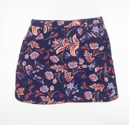 Next Women’s Multicoloured Floral A-Line Linen Skirt Size 14