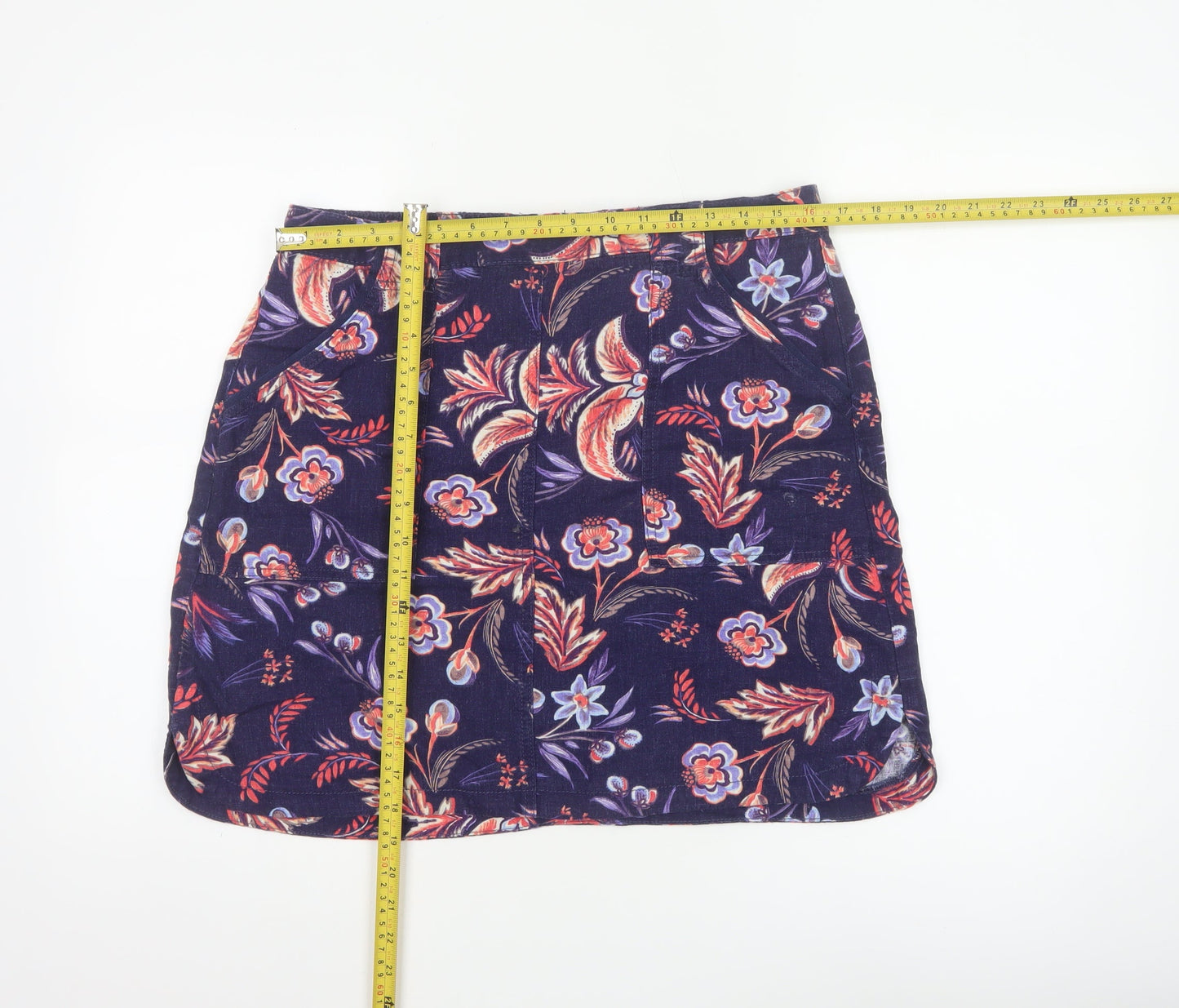 Next Women’s Multicoloured Floral A-Line Linen Skirt Size 14
