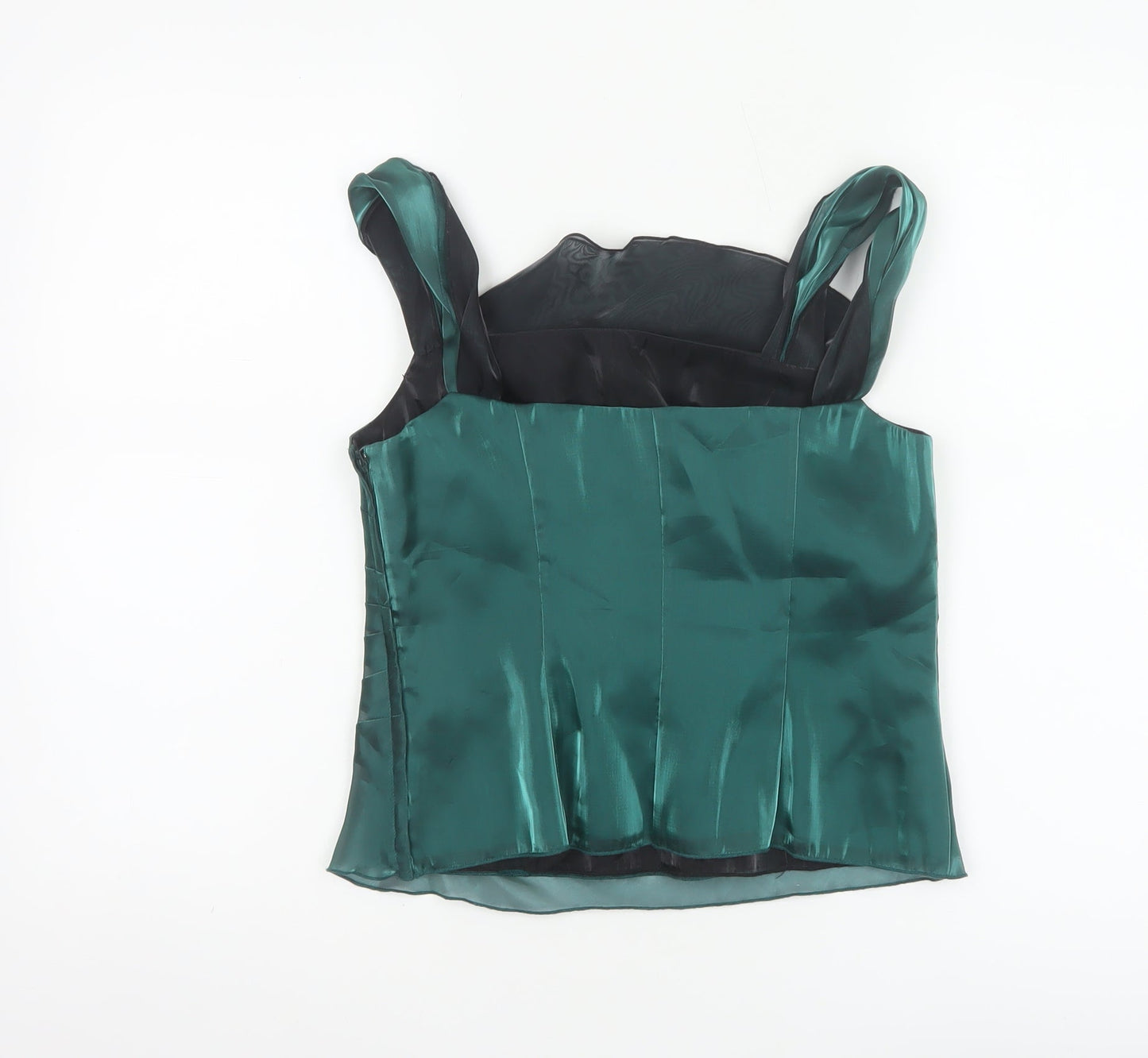 Alex & Co. Women's Green Satin Ruffle Camisole Top UK 10