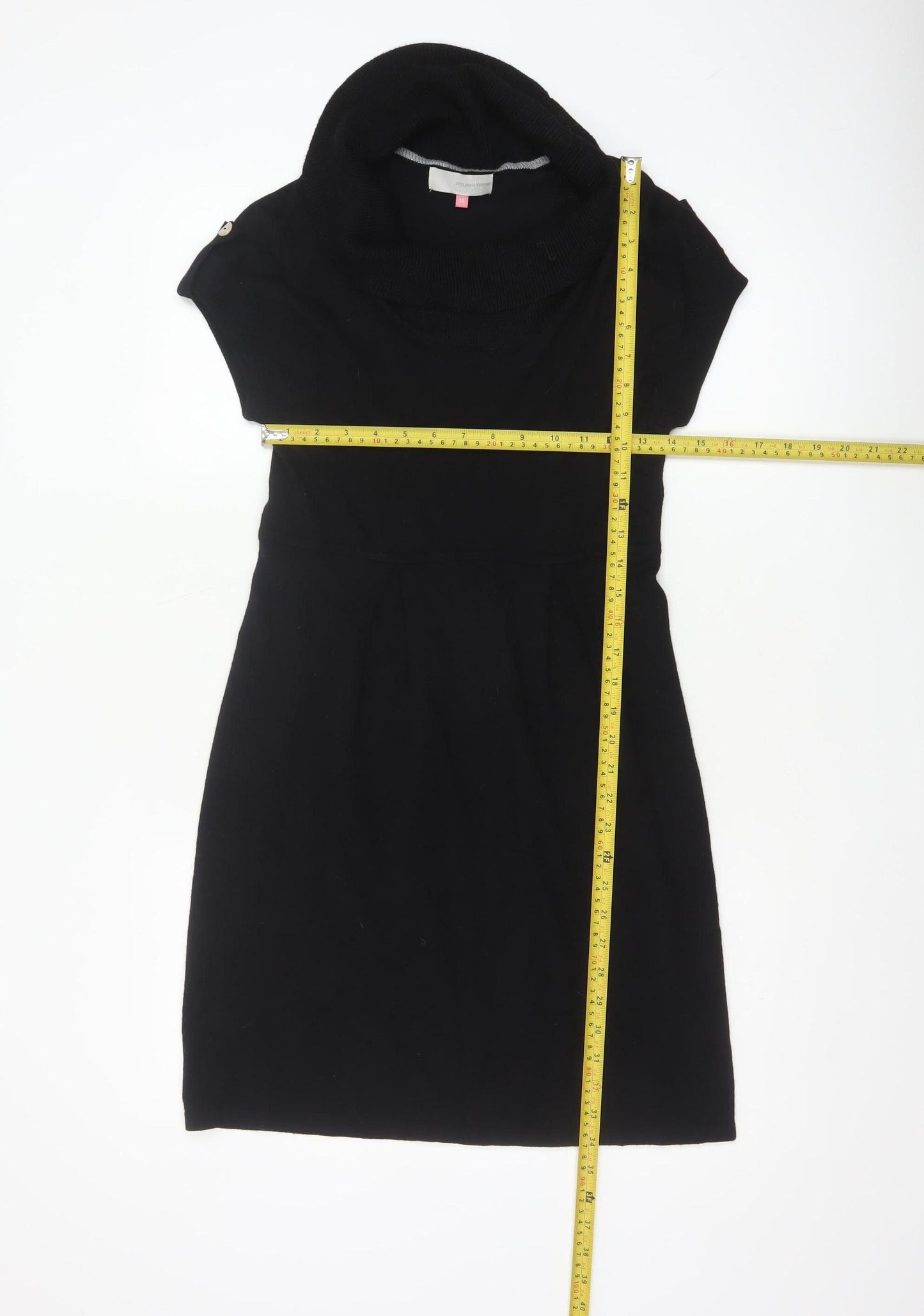 John Lewis Women Black Knit Cowl Neck Pencil Dress Size 10