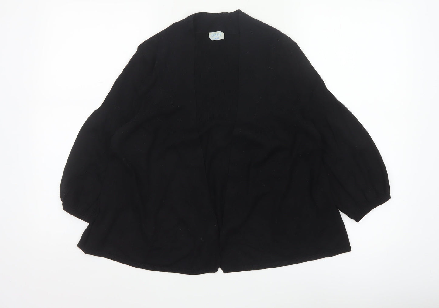 Oasis Women’s Black 3/4 Sleeve Open Knit Cardigan Size 14