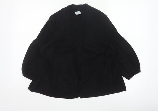 Oasis Women’s Black 3/4 Sleeve Open Knit Cardigan Size 14