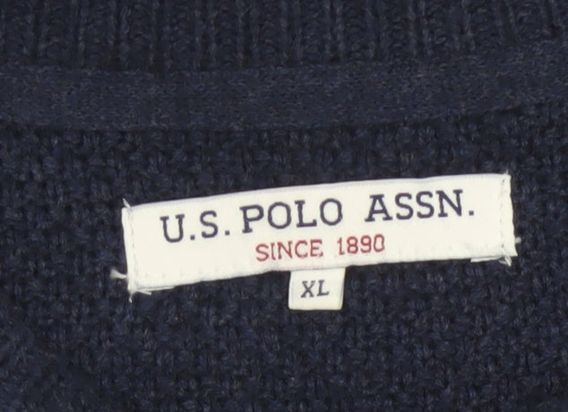 U.S. Polo Assn. Men’s Blue Cotton Crew Neck Jumper XL