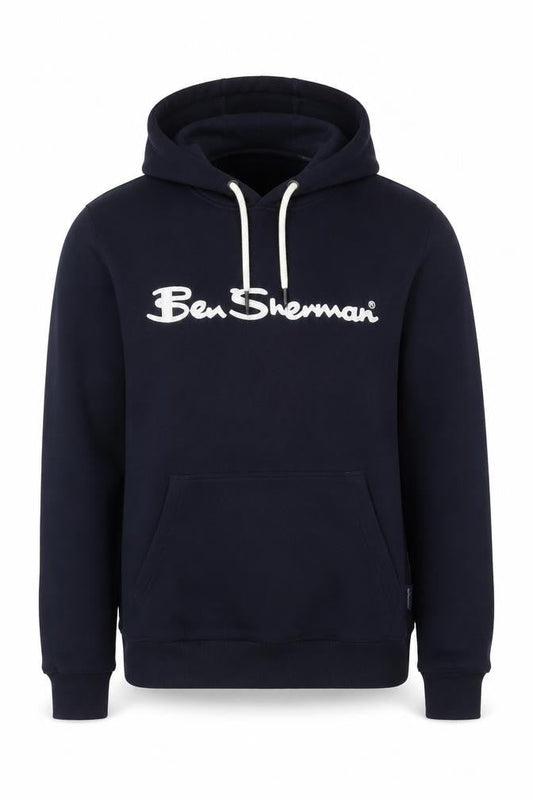 Ben Sherman Men's Navy Cotton Pullover Hoodie Small