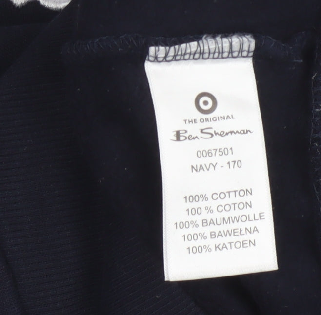 Ben Sherman Men's Navy Cotton Pullover Hoodie Small