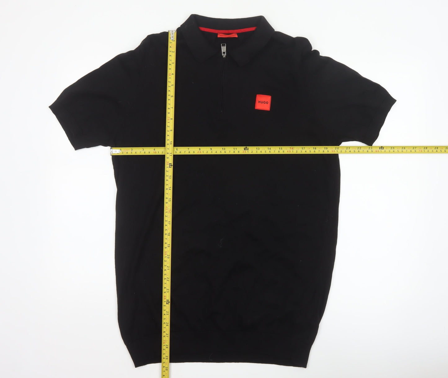 HUGO Boss Men's Black Cotton Short Sleeve Polo Shirt L
