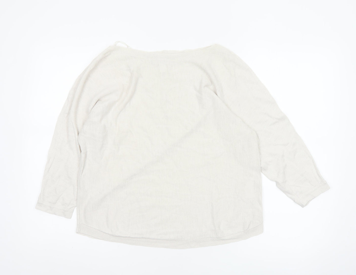 The White Company Women’s Ivory Linen Blend Boat Neck Jumper Size S