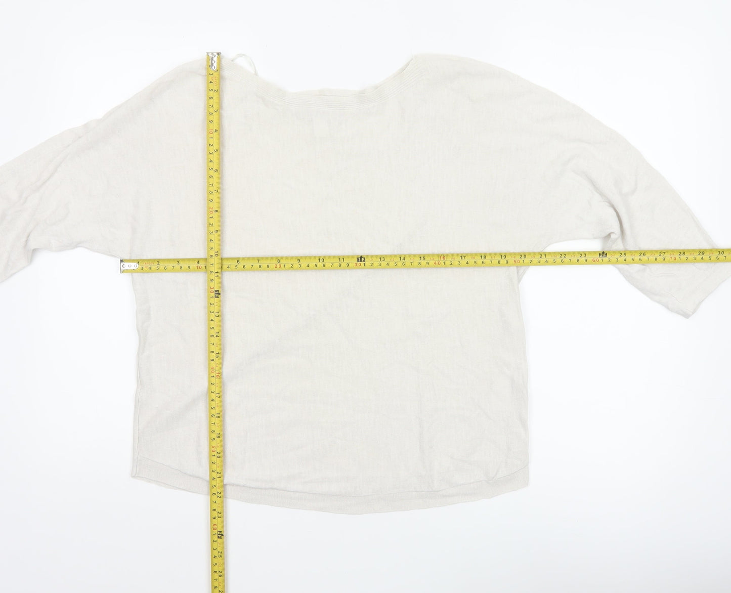 The White Company Women’s Ivory Linen Blend Boat Neck Jumper Size S