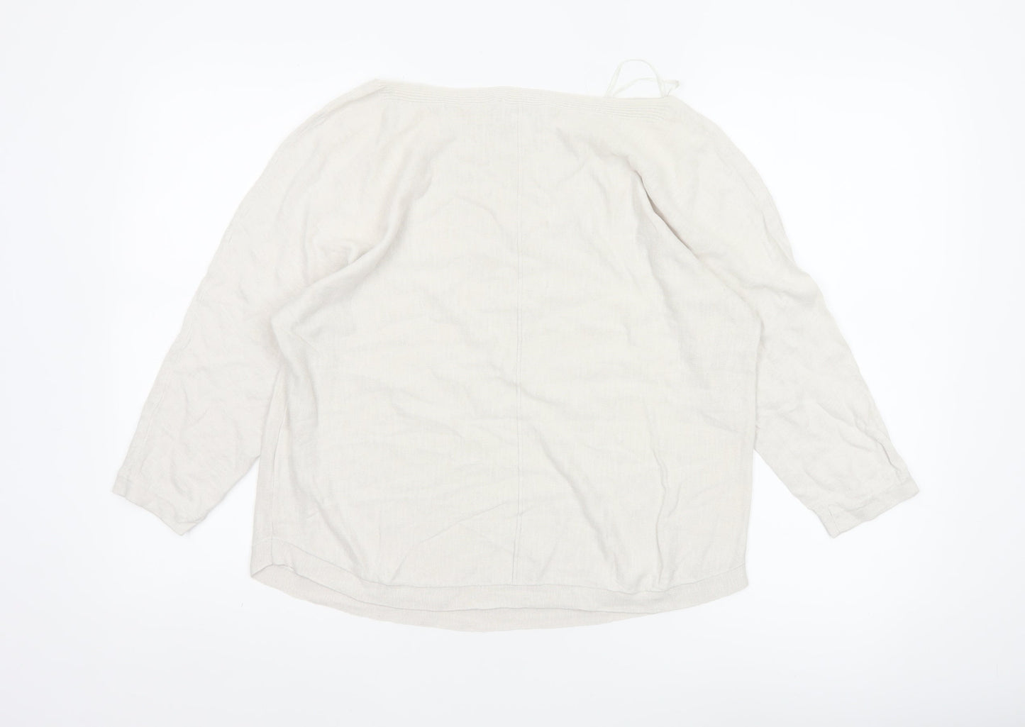 The White Company Women’s Ivory Linen Blend Boat Neck Jumper Size S