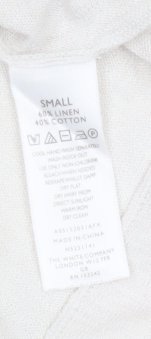 The White Company Women’s Ivory Linen Blend Boat Neck Jumper Size S