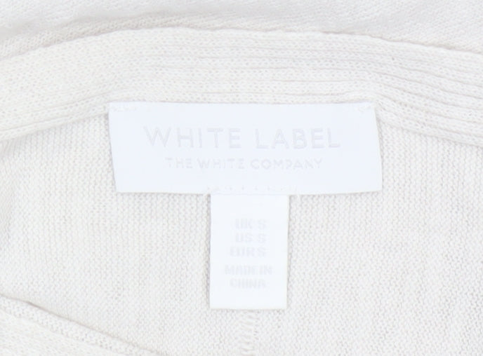 The White Company Women’s Ivory Linen Blend Boat Neck Jumper Size S