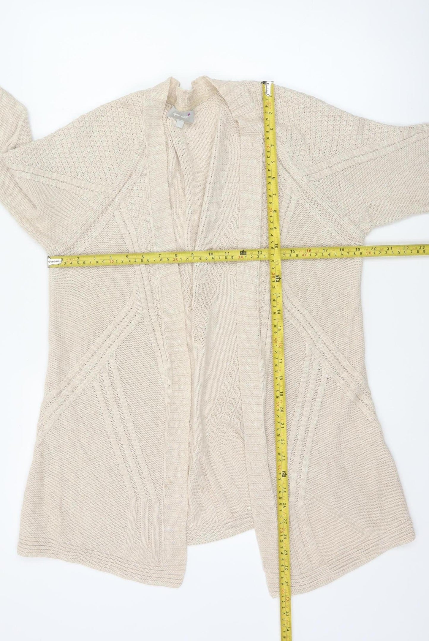 Marks and Spencer Women Beige Size 16 Open Knit Cardigan