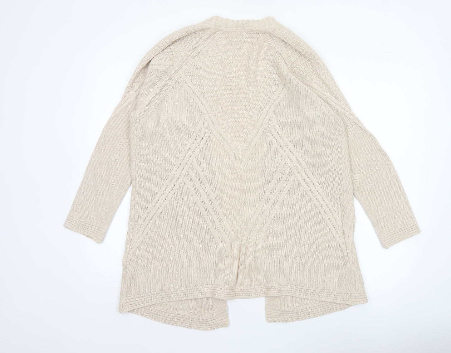 Marks and Spencer Women Beige Size 16 Open Knit Cardigan