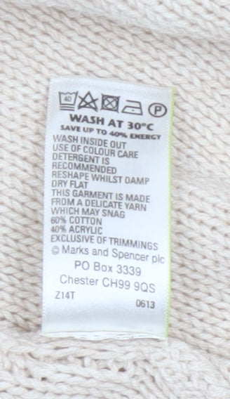 Marks and Spencer Women Beige Size 16 Open Knit Cardigan