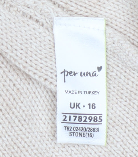 Marks and Spencer Women Beige Size 16 Open Knit Cardigan