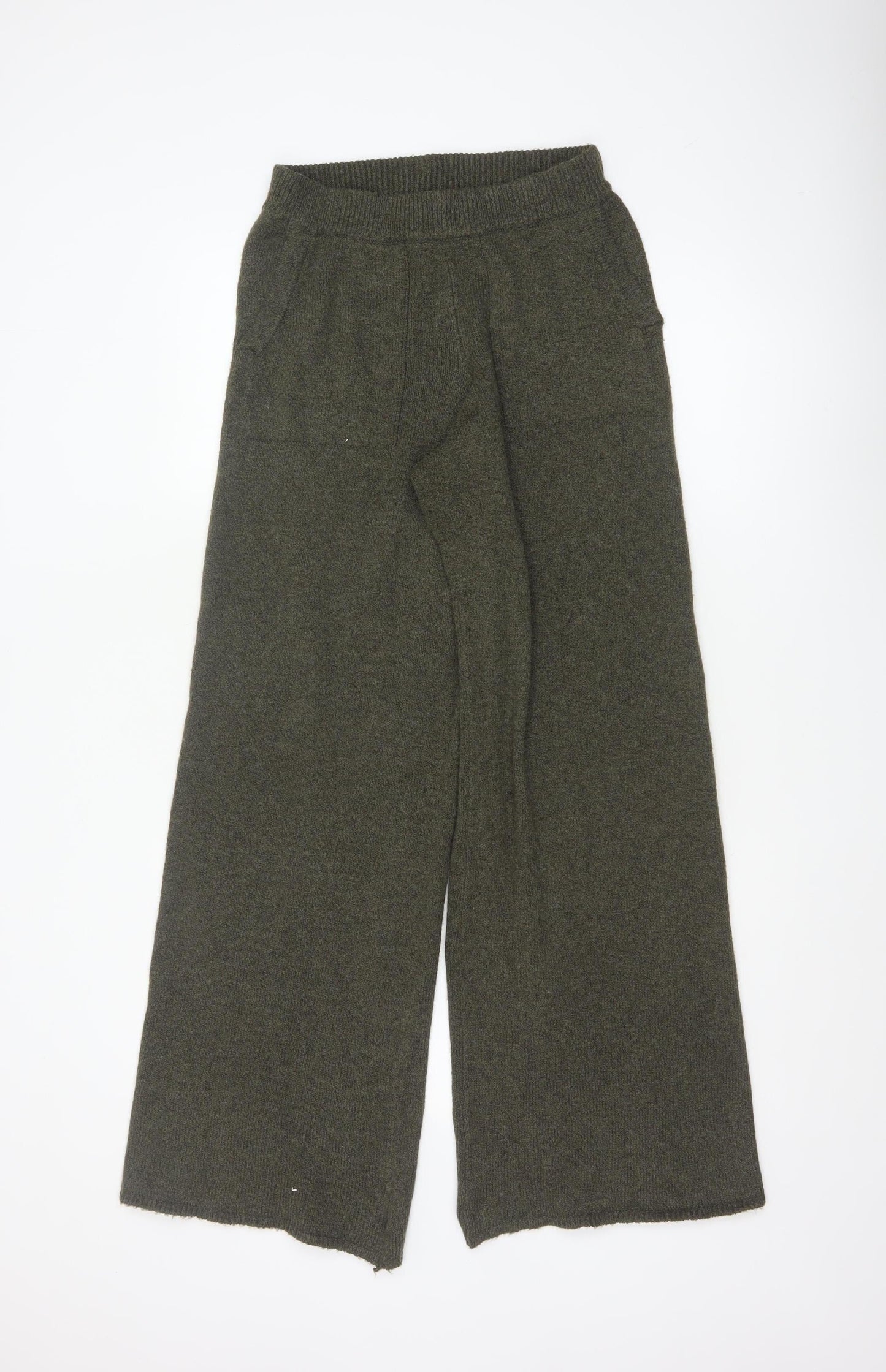 COLLUSION Women’s Green Wide-Leg Knit Trousers XS