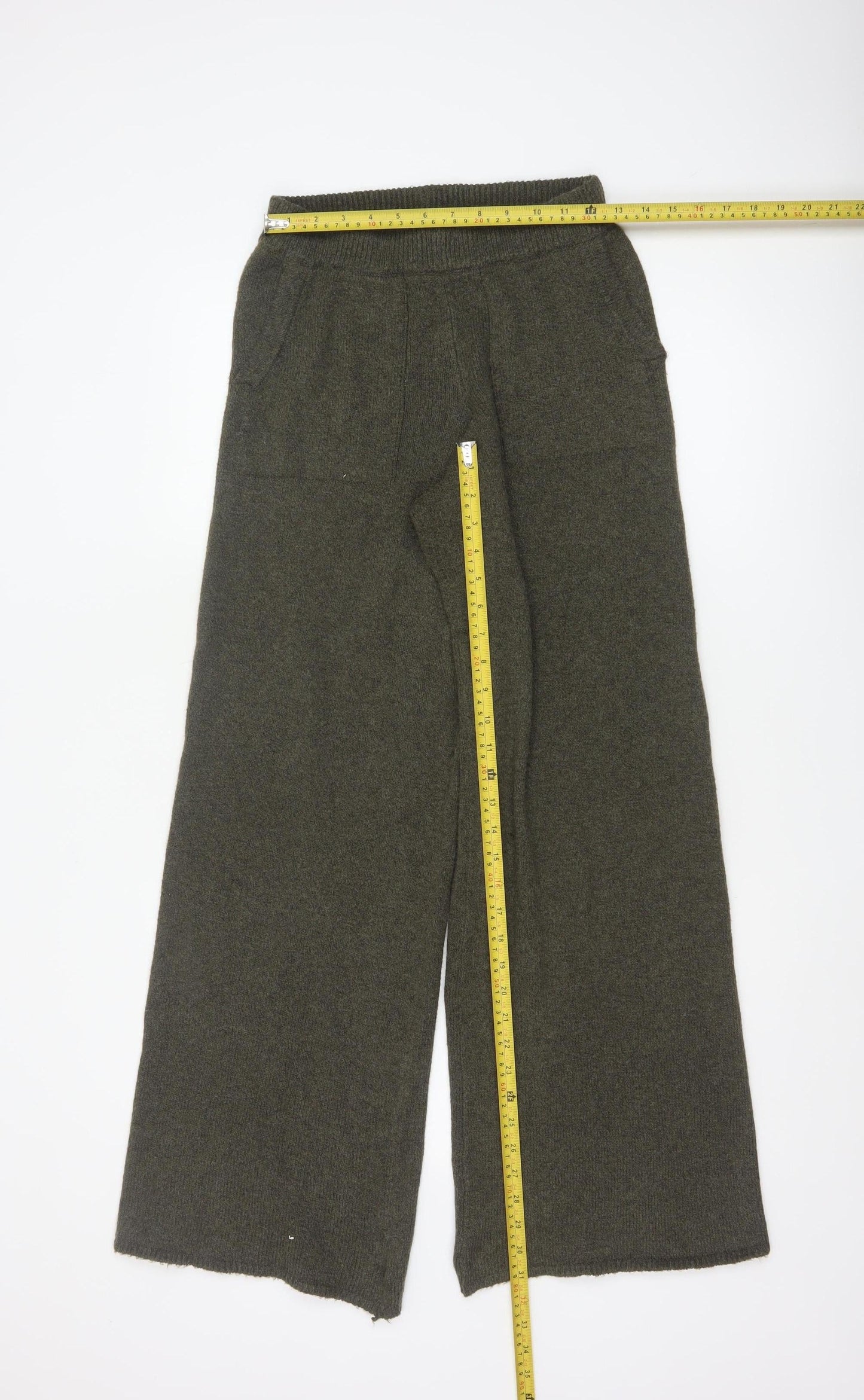 COLLUSION Women’s Green Wide-Leg Knit Trousers XS