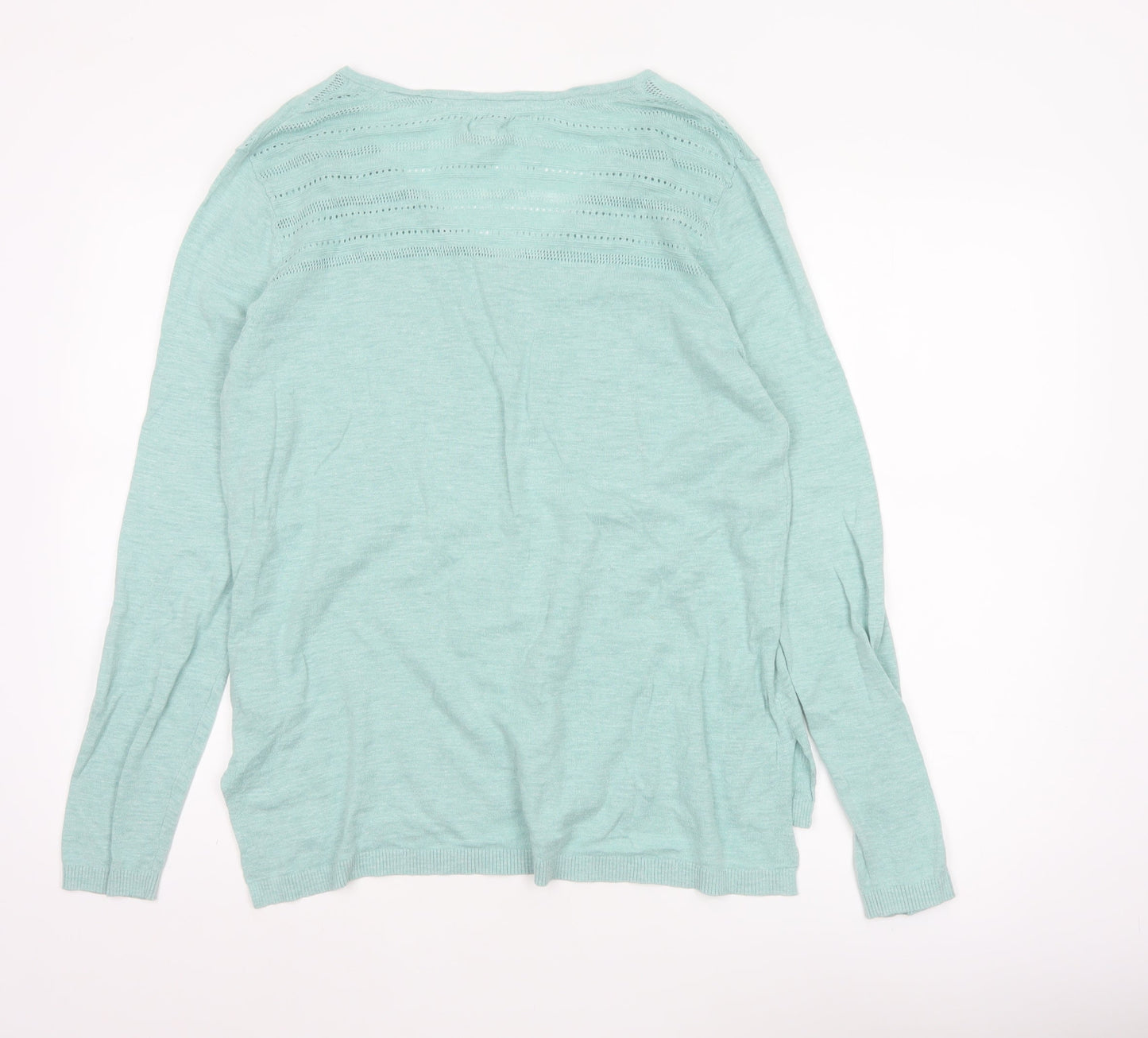 Fat Face Women’s Green V-Neck Cotton Knit Jumper Size 14