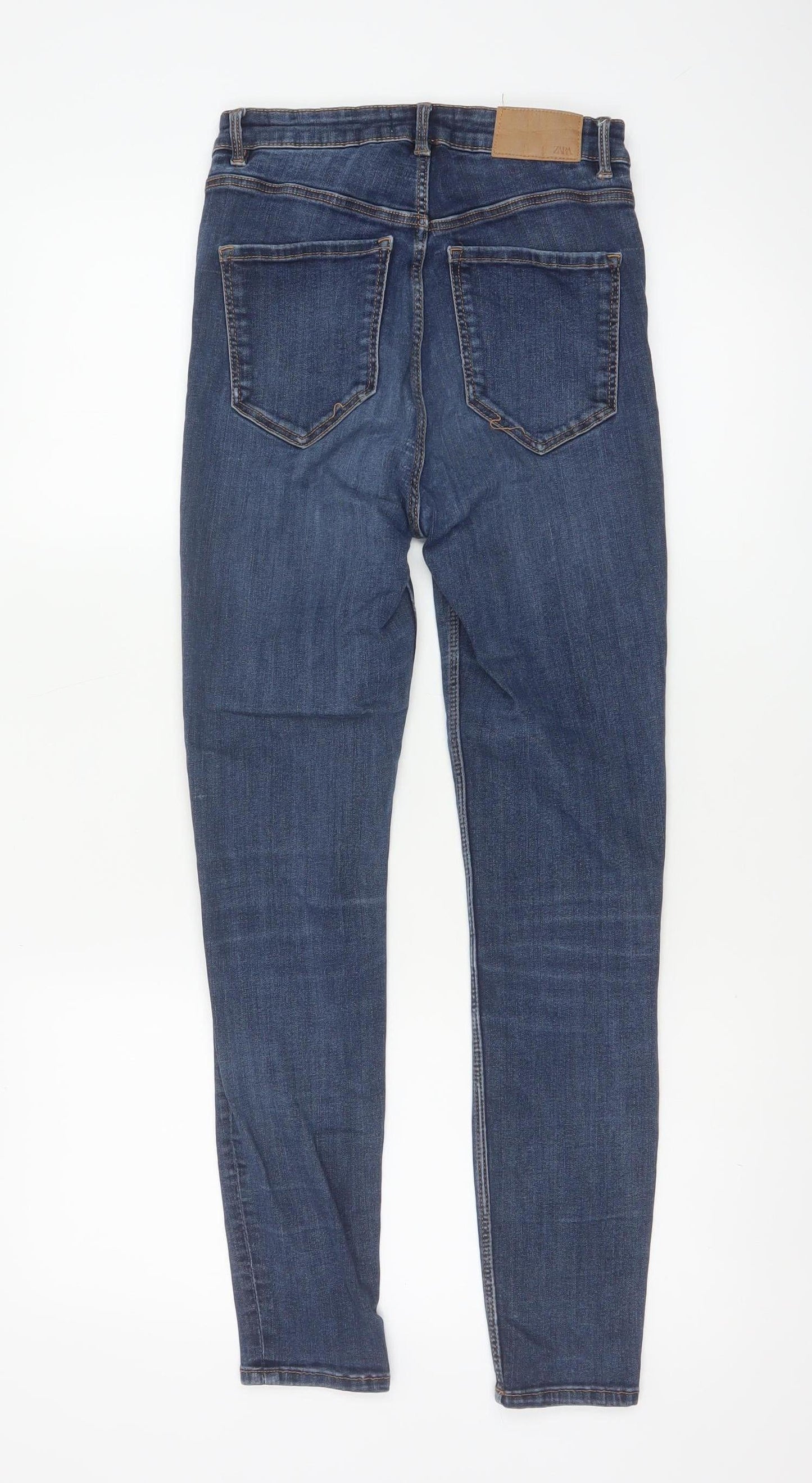 Zara Women Blue Skinny Stretch Jeans Size 10 Mid Rise Denim