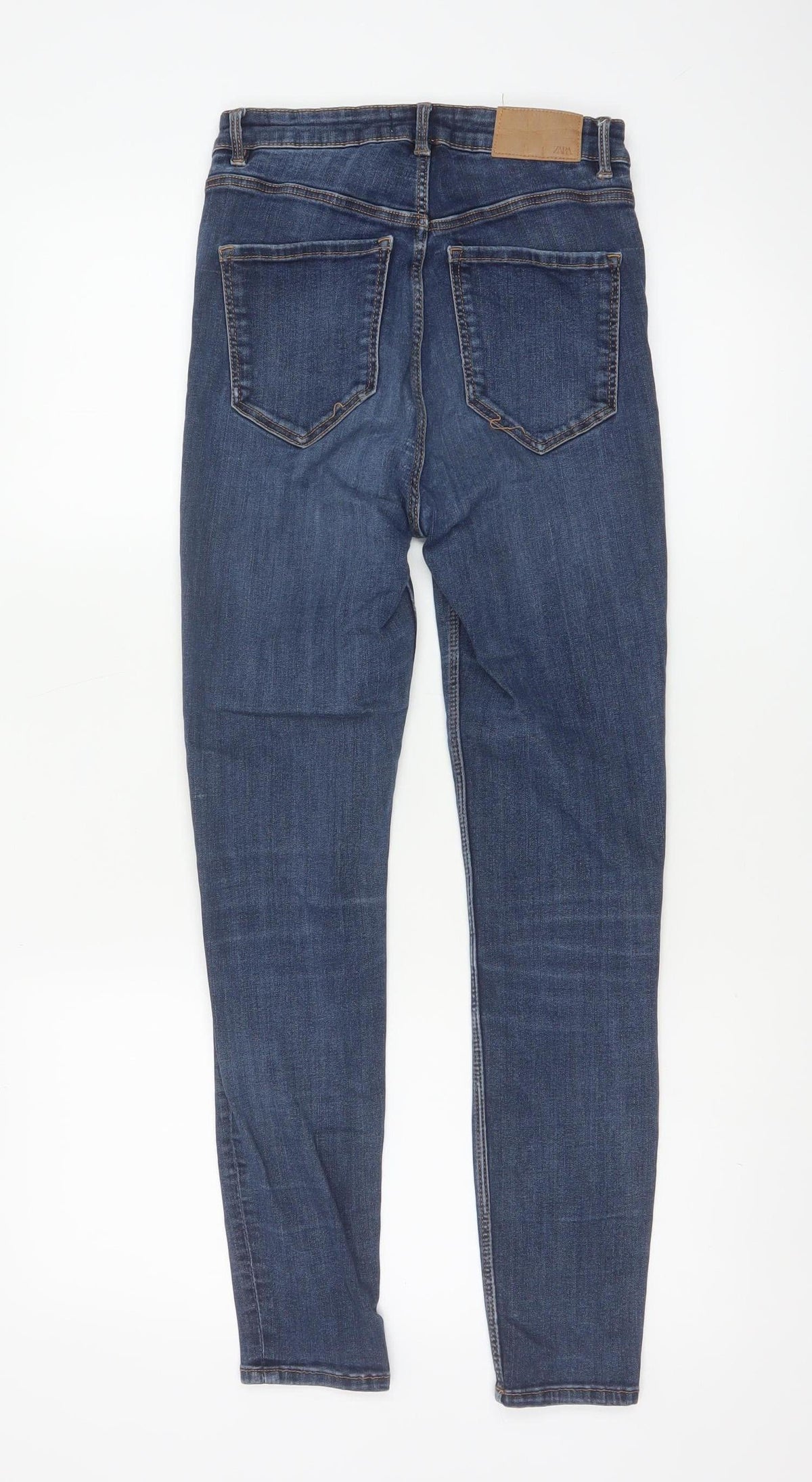 Zara Women Blue Skinny Stretch Jeans Size 10 Mid Rise Denim