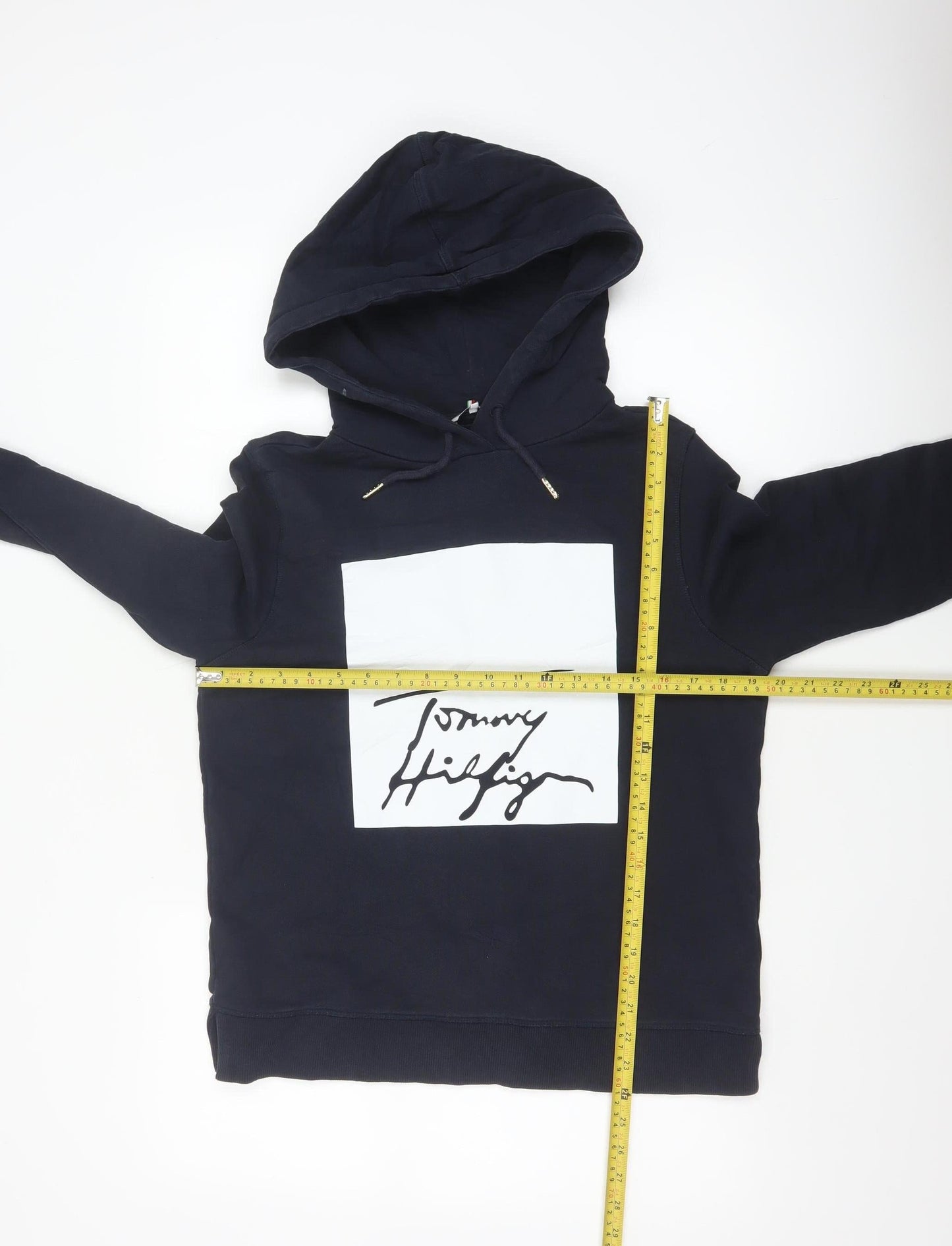 Tommy Hilfiger Women's Navy Pullover Hoodie Size S Cotton Logo Sweatshirt