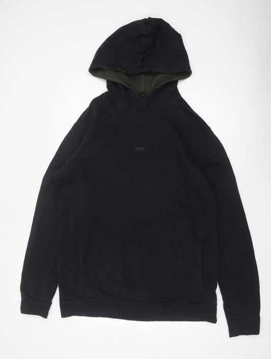 Hugo Boss Mens Black XL Pullover Hoodie Logo Sweatshirt