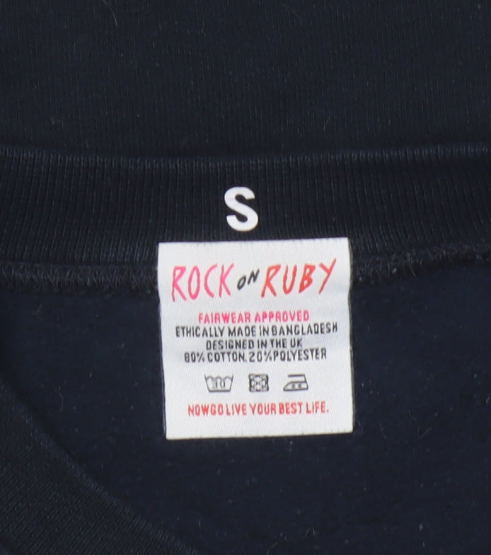 Rock On Ruby Women Black S Pullover Sweatshirt Cotton Blend