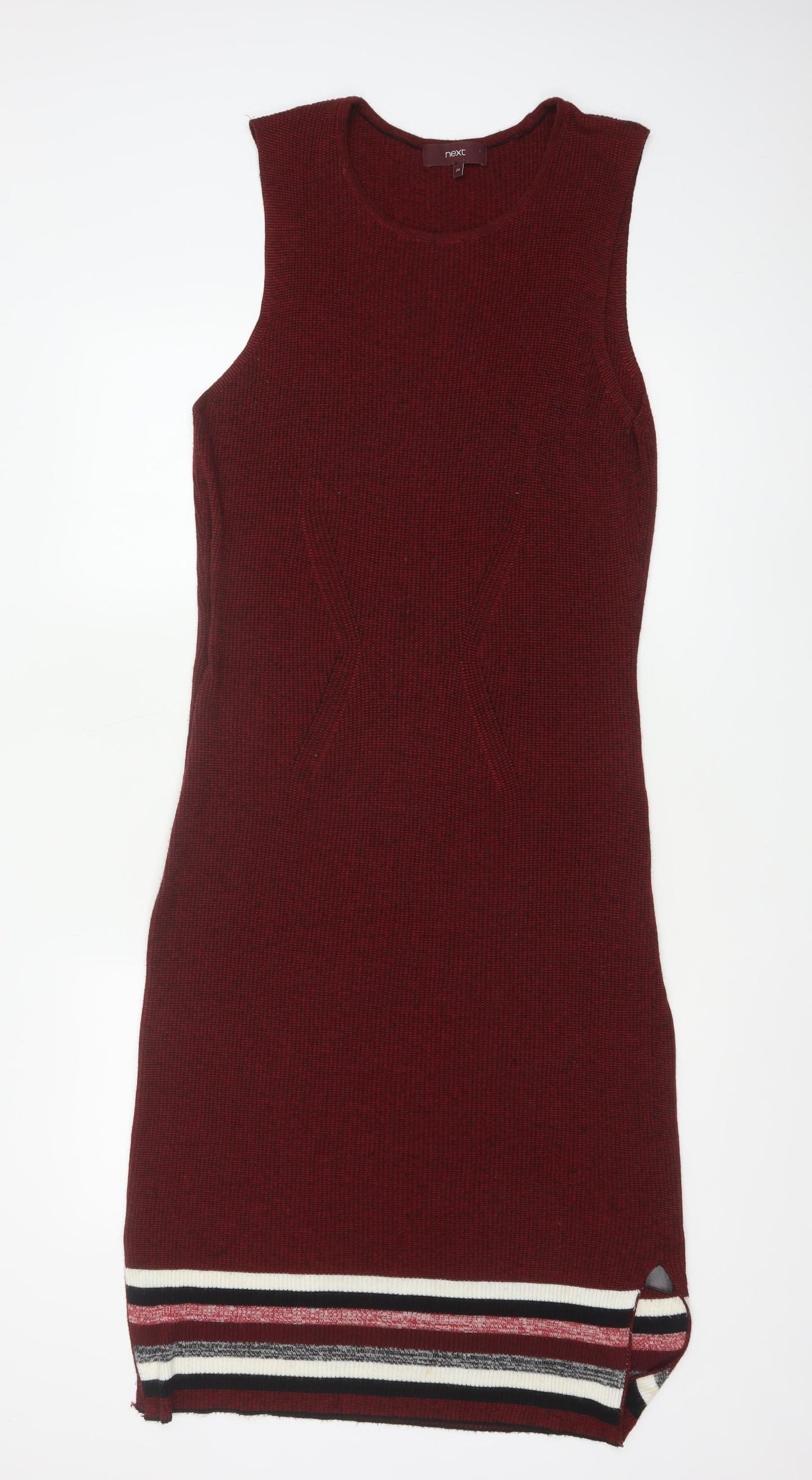 Next Women Red Sleeveless Knit Bodycon Dress Size 20