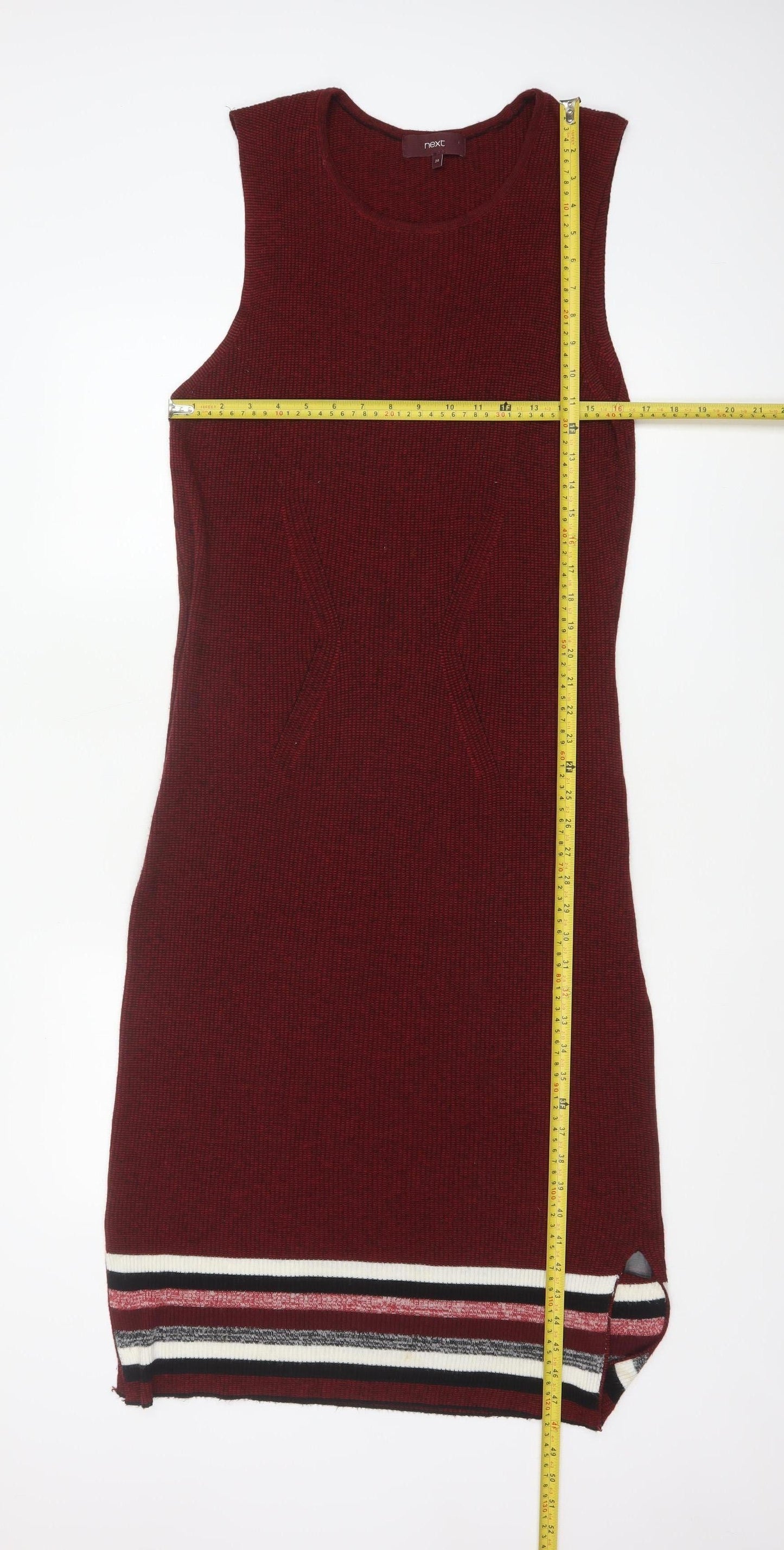 Next Women Red Sleeveless Knit Bodycon Dress Size 20