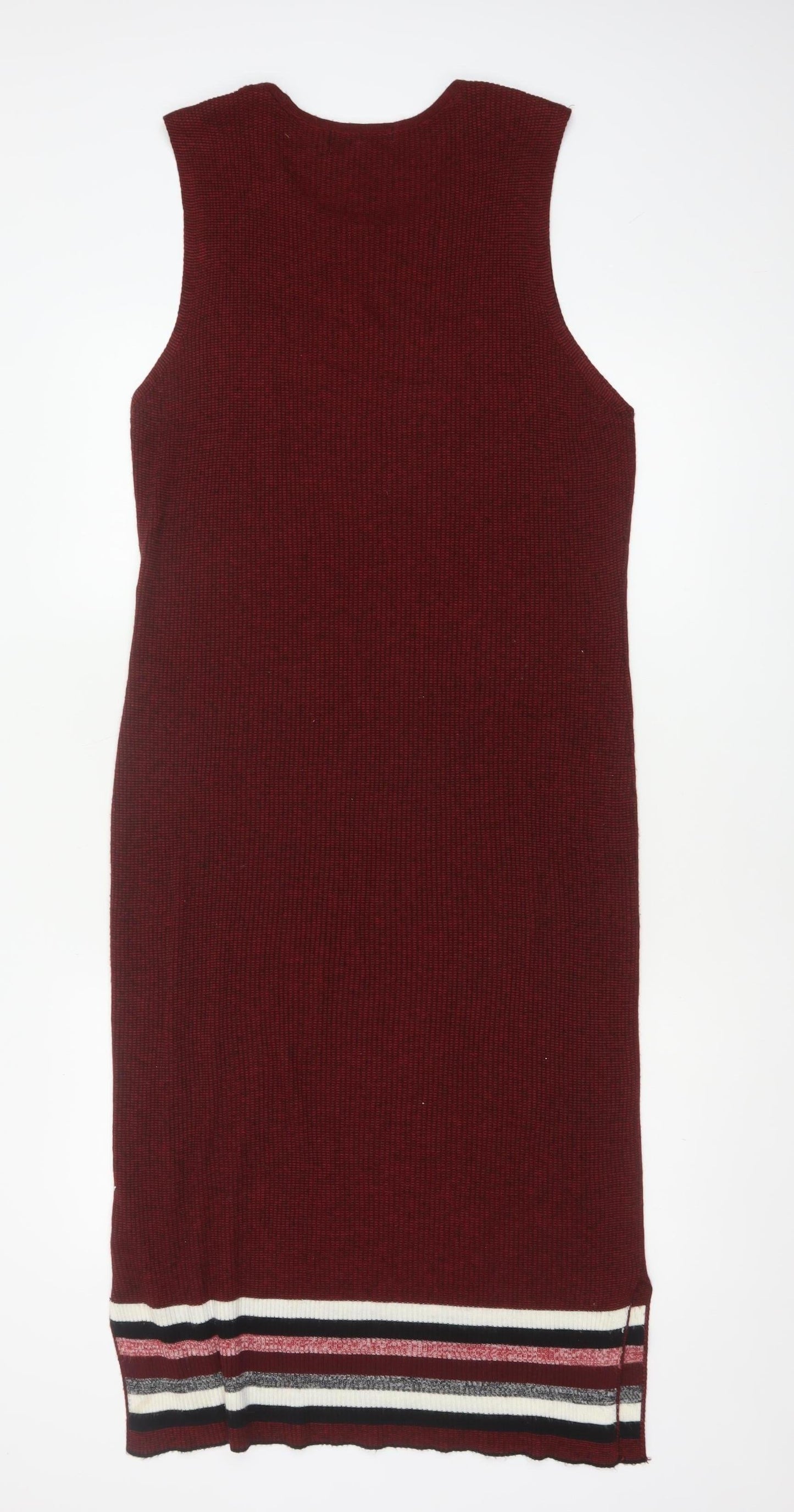 Next Women Red Sleeveless Knit Bodycon Dress Size 20