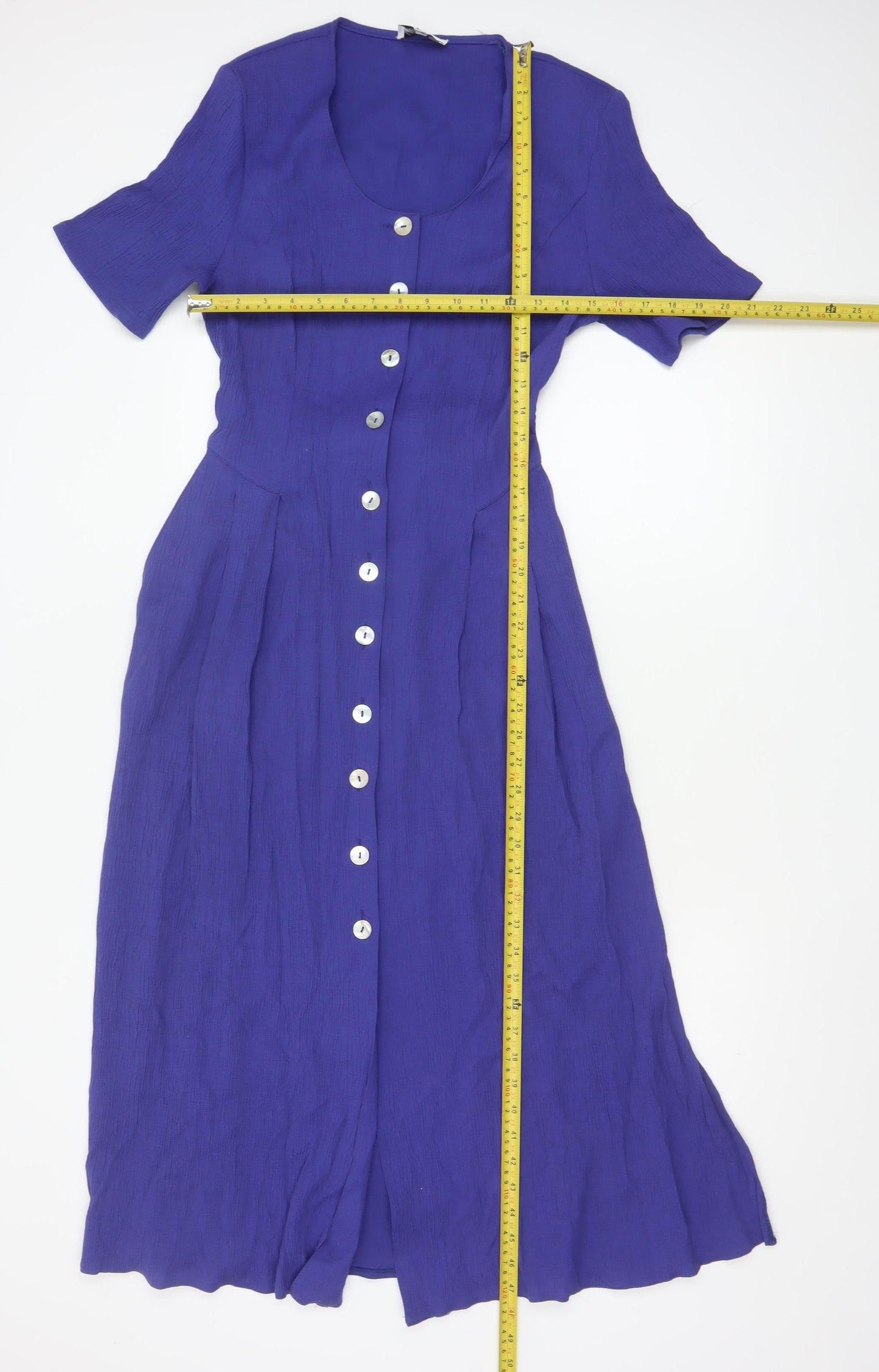 Steilmann Women's Blue Midi Fit & Flare Button Dress Size 12